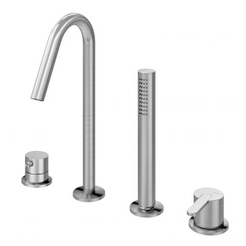 Bruma X-Alpha Mezclador de baño/ducha de 4 orificios, Acero inoxidable satinado