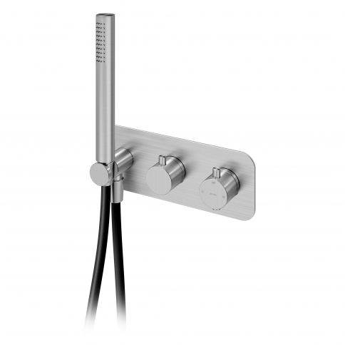 Bruma X-Alpha Mezclador termostático con conjunto de teleducha, Acero inoxidable satinado