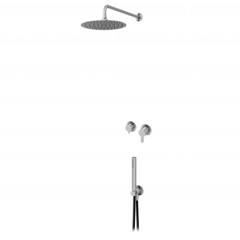 Bruma X-Alpha Conjunto de ducha con rociador Ø250 mm y conjunto de teleducha independiente, Acero inoxidable satinado