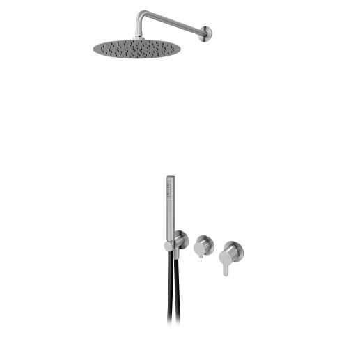 Bruma X-Alpha Conjunto con rociador Ø250 mm y conjunto de teleducha, Acero inoxidable satinado