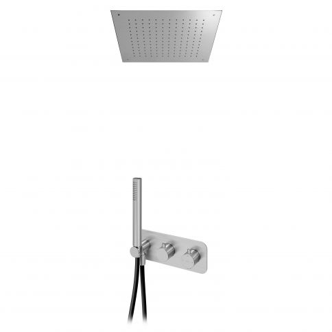 Bruma X-Alpha Conjunto termostático con rociador (lluvia) y conjunto de teleducha, Acero inoxidable satinado