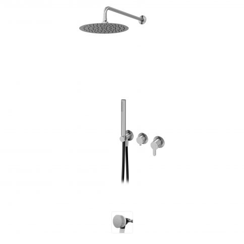 Bruma X-Alpha Conjunto con rociador Ø250 mm, conjunto de teleducha y llenado de bañera, Acero inoxidable satinado