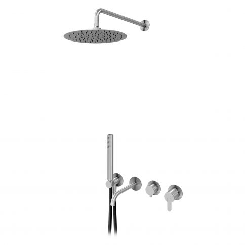 Bruma X-Alpha Conjunto con rociador Ø250 mm, conjunto de teleducha y caño de bañera, Acero inoxidable satinado