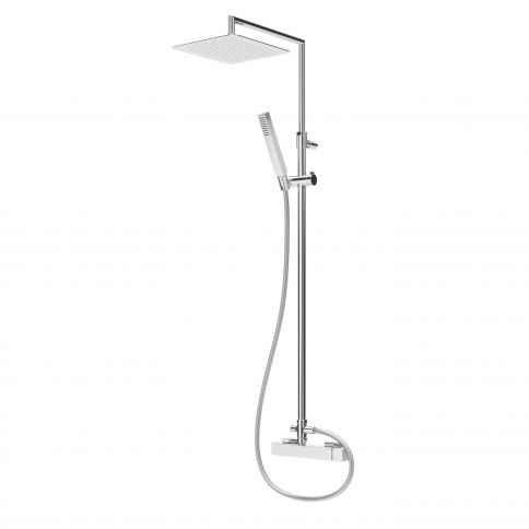 Bruma Escudo Sistema de ducha con rociador orientable de ABS 200x200 mm y barra de ducha, Cromo