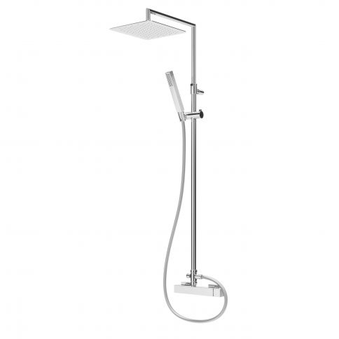 Bruma Escudo Sistema de ducha con rociador orientable de acero inoxidable y barra de ducha, Blanco puro