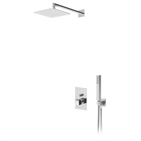 Bruma Escudo Set de ducha con rociador de acero inoxidable 250x250 mm y set de teleducha, Cromo