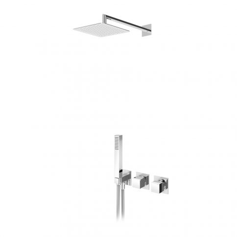 Bruma Escudo Set de ducha con rociador de acero inoxidable 250x250 mm y set de teleducha Quadra, Amanecer
