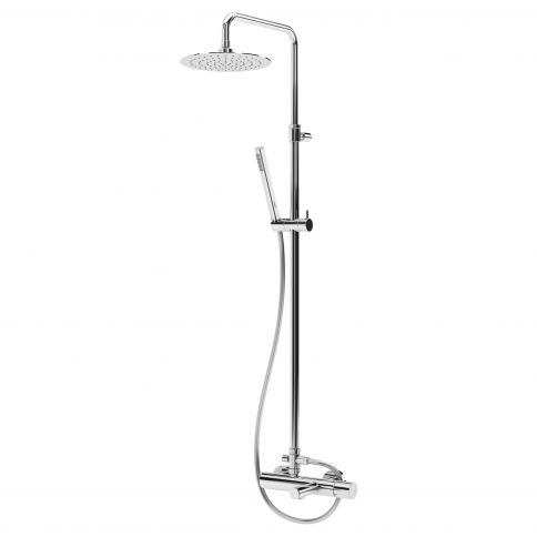 Bruma Lusa Sistema de baño-ducha con rociador (acero inox.) y barra de ducha regulable en altura, Niebla matutina