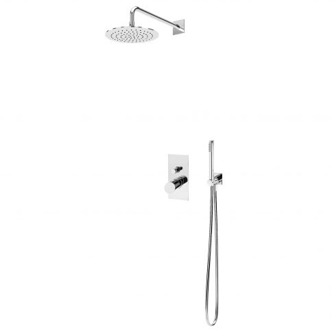 Bruma Lusa Conjunto de ducha con rociador de acero inoxidable Ø250 mm y conjunto de teleducha Elo, Niebla matutina