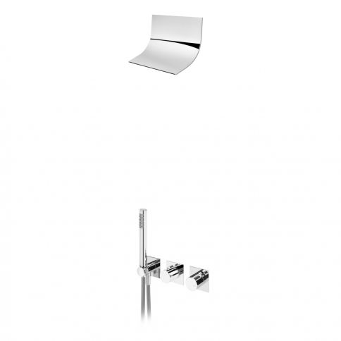 Bruma Lusa Conjunto con ducha de cascada Luna de acero inoxidable 250 mm y conjunto de teleducha, Cromo