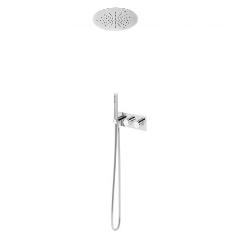 Bruma Lusa Conjunto de ducha termostático con rociador (Lluvia) y conjunto de teleducha - VenusQ, Cromo