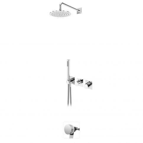 Bruma Lusa Conjunto con rociador Ø250 mm, conjunto de teleducha Elo y llenador de bañera, Cromo