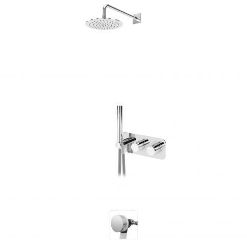 Bruma Lusa Conjunto termostático con rociador Ø250 mm, conjunto de teleducha Elo y llenador de bañera - VenusQ, Satinox