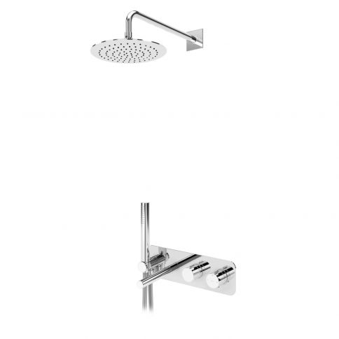 Bruma Lusa Conjunto termostático con rociador Ø250 mm, conjunto de teleducha Elo y caño de bañera - VenusQ, Cielo nocturno