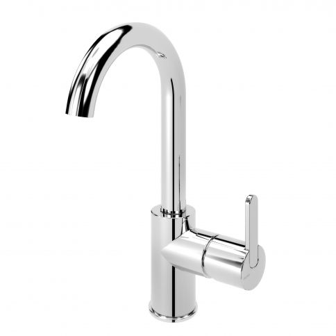 Bruma Leaf Mezclador de lavabo con caño giratorio, Blanco puro