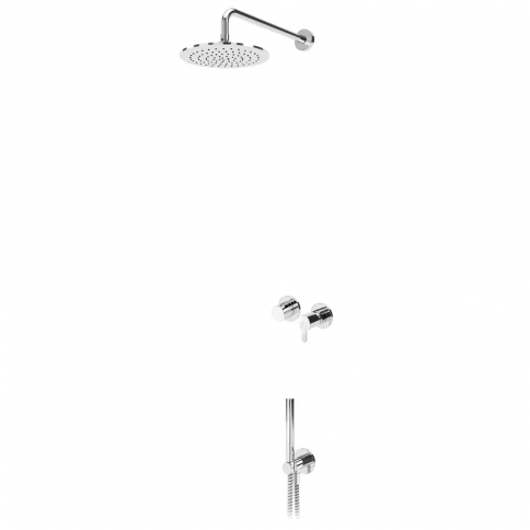 Bruma Leaf Conjunto de ducha horizontal con rociador de acero inoxidable y set de ducha de mano independiente Elo, Satinox