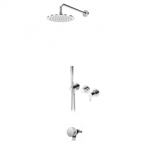 Bruma Leaf Conjunto de baño-ducha con rociador de acero inoxidable Ø250 mm, set de ducha de mano Elo y llenador de bañera, Gunmetal