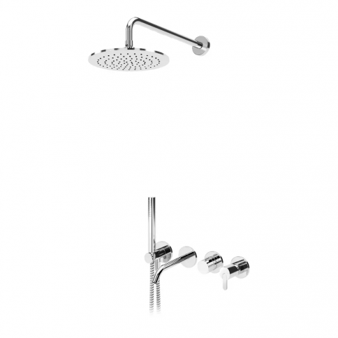 Bruma Leaf Conjunto de baño-ducha con rociador Ø250 mm, set de ducha de mano Elo y caño de bañera, Gunmetal
