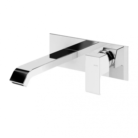 Bruma Linea Grifo de lavabo mural con placa única, Cromo