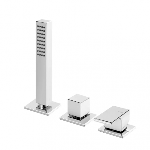 Bruma Linea Mezclador de ducha con set de ducha de mano Quadra - 2 salidas, Blanco puro