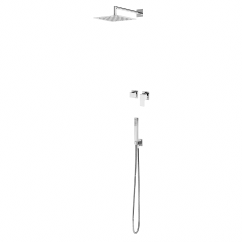 Bruma Linea Set de ducha horizontal con rociador inox 250x250 mm y set de ducha de mano independiente, Cromo