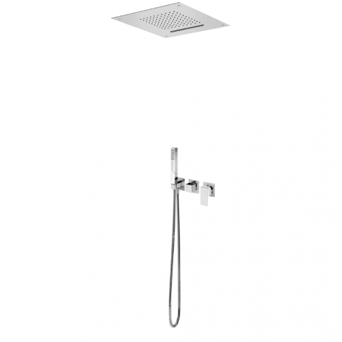 Bruma Linea Set de ducha con rociador superior (Lluvia/Cascada) y set de ducha de mano, Blanco puro