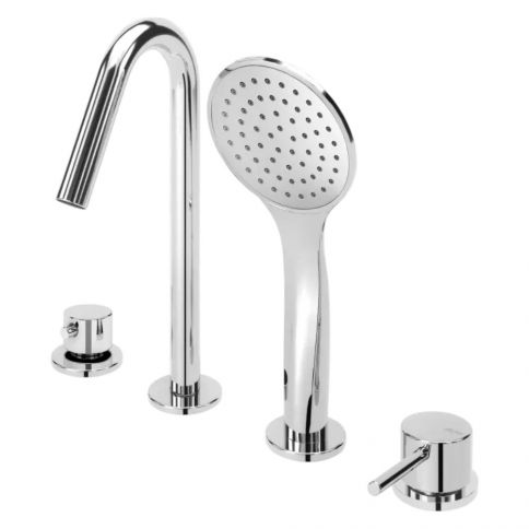 Bruma Lusitano Mezclador de baño/ducha de 4 orificios con ducha de mano Emotion, Cromo