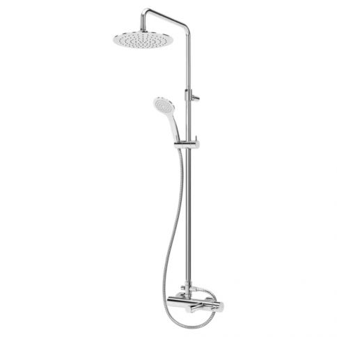 Bruma Lusitano Sistema de ducha para bañera con ducha fija ultradelgada de acero inoxidable, barra de ducha ajustable y ducha de mano Elo, Satinox