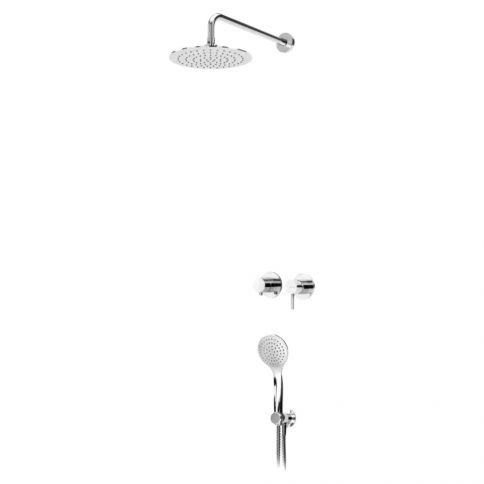 Bruma Lusitano Set de ducha horizontal con rociador de acero inoxidable ultrafino Ø250 mm y set de ducha manual separado Emotion, Blanco puro