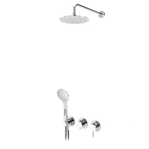 Bruma Lusitano Set de ducha horizontal con rociador ABS Ø230 mm y set de ducha manual Emotion, Cromo