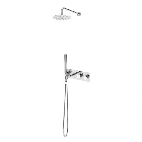 Bruma Lusitano Set de baño y ducha termostático con rociador Ø250 mm, ducha manual Elo y caño de bañera, Cromo