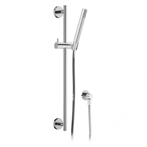 Bruma Lusitano Set de ducha con toma de agua, barra de ducha EloX, flexo Lux 175 cm y ducha manual Elo de latón, Satinox