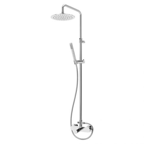 Bruma Adagio Sistema de ducha con rociador de acero inoxidable Ø250 mm y barra de ducha ajustable, Niebla matutina