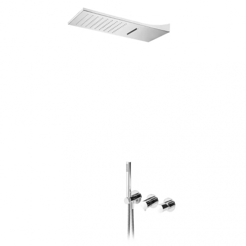 Bruma Adagio Set de ducha con rociador Line Cascade (Lluvia/Cascada) y set de ducha de mano, Cromo