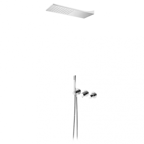 Bruma Adagio Set de ducha con rociador Line (Lluvia) y set de ducha de mano, Cromo