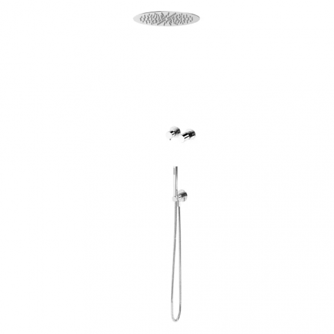Bruma Adagio Set de ducha con rociador superior EasyFix Ø300 mm (Lluvia) y set de ducha de mano independiente Elo, Cromo