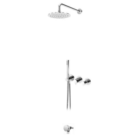 Bruma Adagio Set de baño y ducha con rociador de acero inoxidable Ø250 mm, set de ducha de mano Elo y llenador de bañera, Gunmetal
