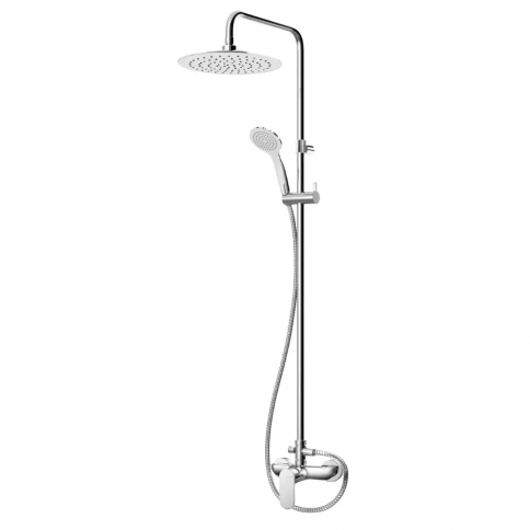 Bruma Coral Sistema de ducha con rociador de acero inoxidable ultradelgado Ø250 mm y barra de ducha ajustable, Cromo