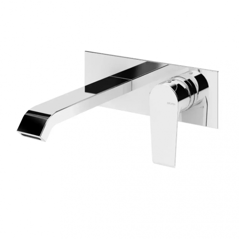 Bruma Nautic Mezclador mural para lavabo con embellecedor único, Blanco puro