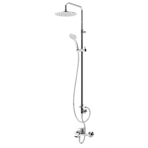 Bruma Nautic Sistema de bañera/ducha con rociador de acero inoxidable ultradelgado Ø250 mm y barra de ducha ajustable, Cromo