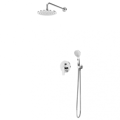 Bruma Nautic Set de ducha con rociador ABS Ø230 mm y set de ducha de mano Emotion, Blanco puro