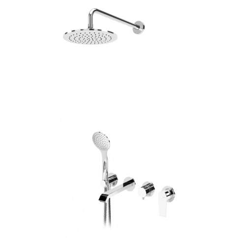 Bruma Nautic Set de baño/ducha con rociador de acero inoxidable Ø250 mm, ducha de mano Elo y caño de bañera, Puesta de sol