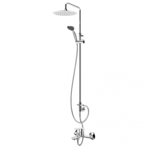 Bruma Lune Sistema de baño/ducha con rociador de ABS Ø230 mm y barra de ducha ajustable, Cromo
