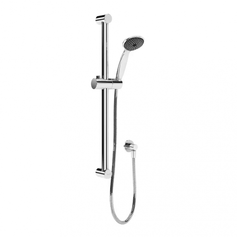 Bruma Lune Set de ducha con toma de agua, barra de ducha Eko, flexo metálico de 160 cm y ducha de mano Oasis, Cromo