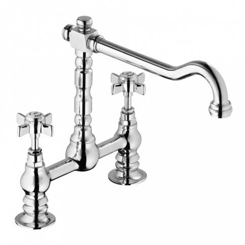 Bruma Imperial Mezclador de lavabo de 2 orificios con caño giratorio, Oro 24 quilates