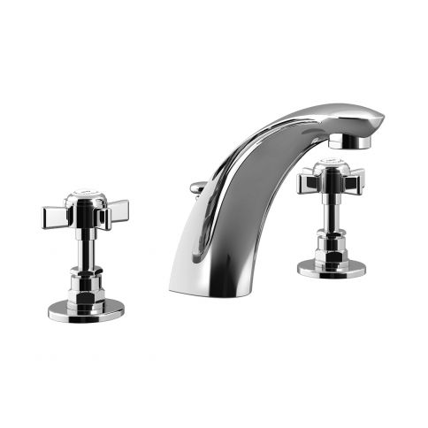 Bruma Imperial Mezclador de 3 orificios para lavabo con desagüe automático, Latón viejo
