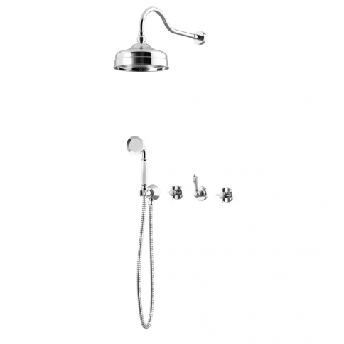 Bruma Imperial Conjunto de ducha con rociador de latón Ø200 mm y kit de ducha de mano Elite, Oro 24 quilates
