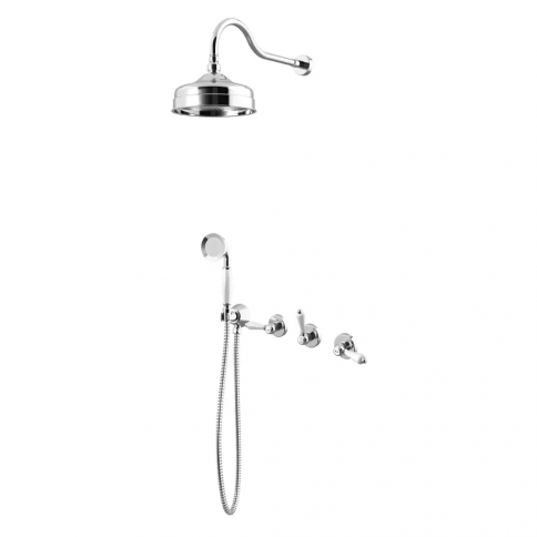 Bruma Clássico Conjunto de ducha con rociador de latón Ø200 mm y set de ducha de mano Elite, Oro 24 quilates