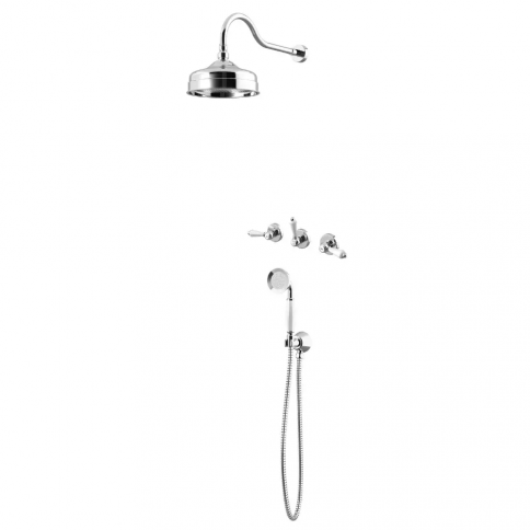 Bruma Clássico Conjunto de ducha con rociador de latón Ø200 mm y set de ducha de mano Elite independiente, Latón viejo