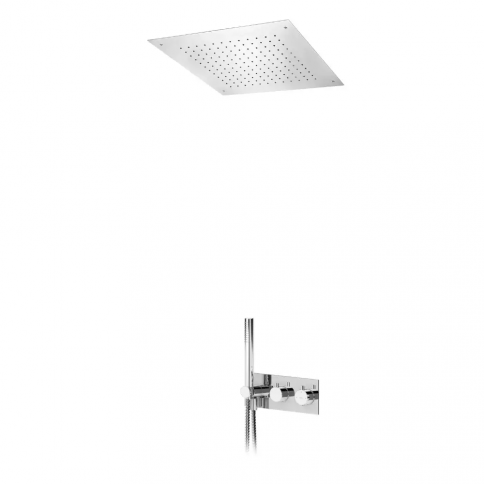 Bruma Elo Set de ducha termostático con rociador superior (lluvia) y set de ducha manual, Cromo
